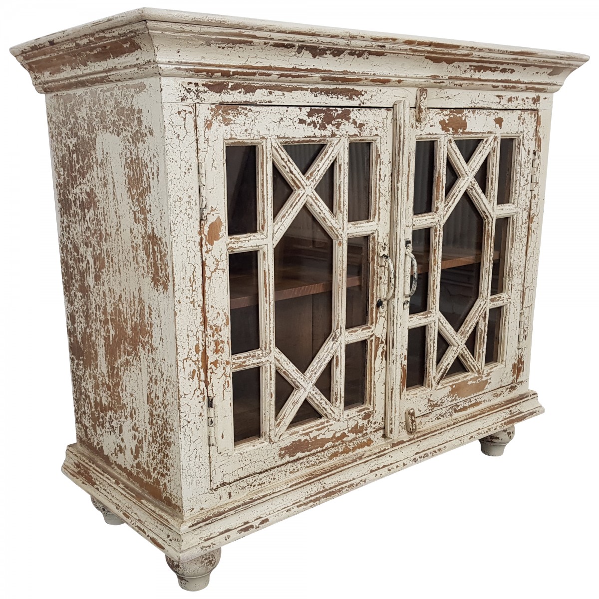 Kommode Anrichte Vitrine Schrank weiß Massivholz Vintage Shabby Chic