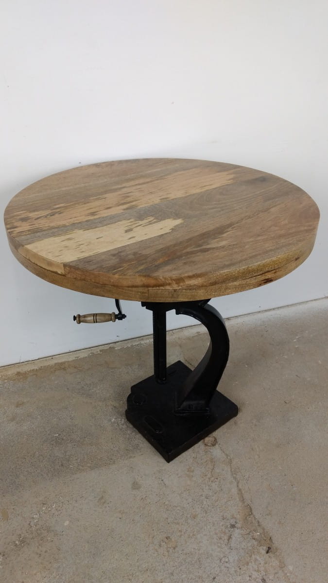 TureFans Industriestil Tisch 60x60cm - Stehtisch Mit Holzplatte