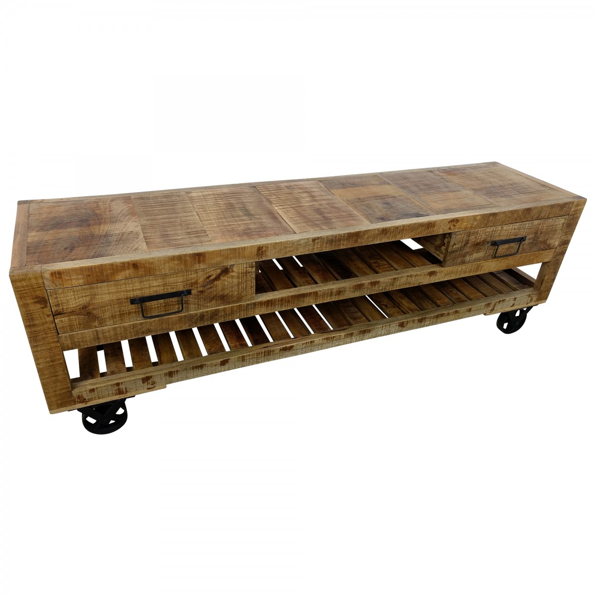 TVLowboard Möbel Sideboard mit Rädern Schrank MassivHolz