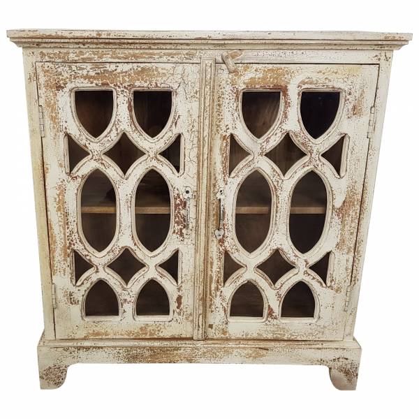 Kommode Anrichte Vitrine Schrank Weiss Massivholz Vintage Shabby Chic Unikat 5